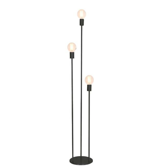 Luminária Chão Metálica Industrial p/ 3 lâmpadas - 3 alturas - AGNI - Cor prata
