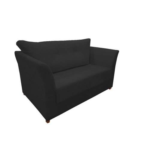 Namoradeira Decorativa Isis Suede Preto Pés Madeira Mz Decor