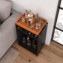 Ver imagem 3 de Adega Bar Retrô 4 Garrafas com Bandeja e Prateleira Monaco - Preto e Cedro