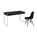 Ver imagem 2 de Mesa de Escritório Industrial Malta Preta 137x53cm Base Ferro Branco com 1 Cadeira Preta Eames Eiffe