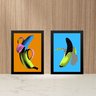 Kit 2 Quadros Modernos para Cozinha - Bananas 33x24cm - com Vidro:moldura Preta - 1