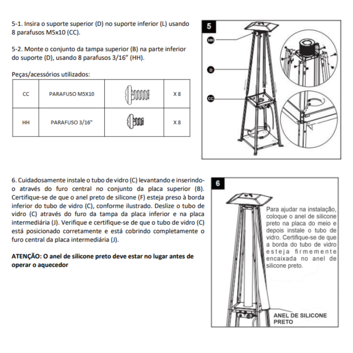 Conjunto 2 Aquecedores Ambiente Externo Pirâmide NI48PP Preto - 10