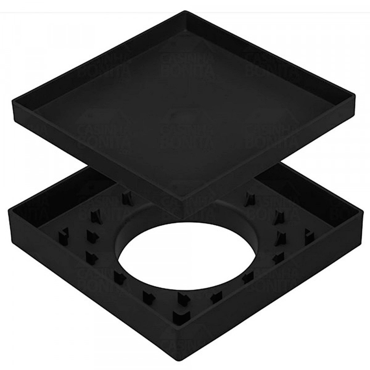 Ralo Oculto Invisível 15x15 com Encaixe Universal Preto - 2