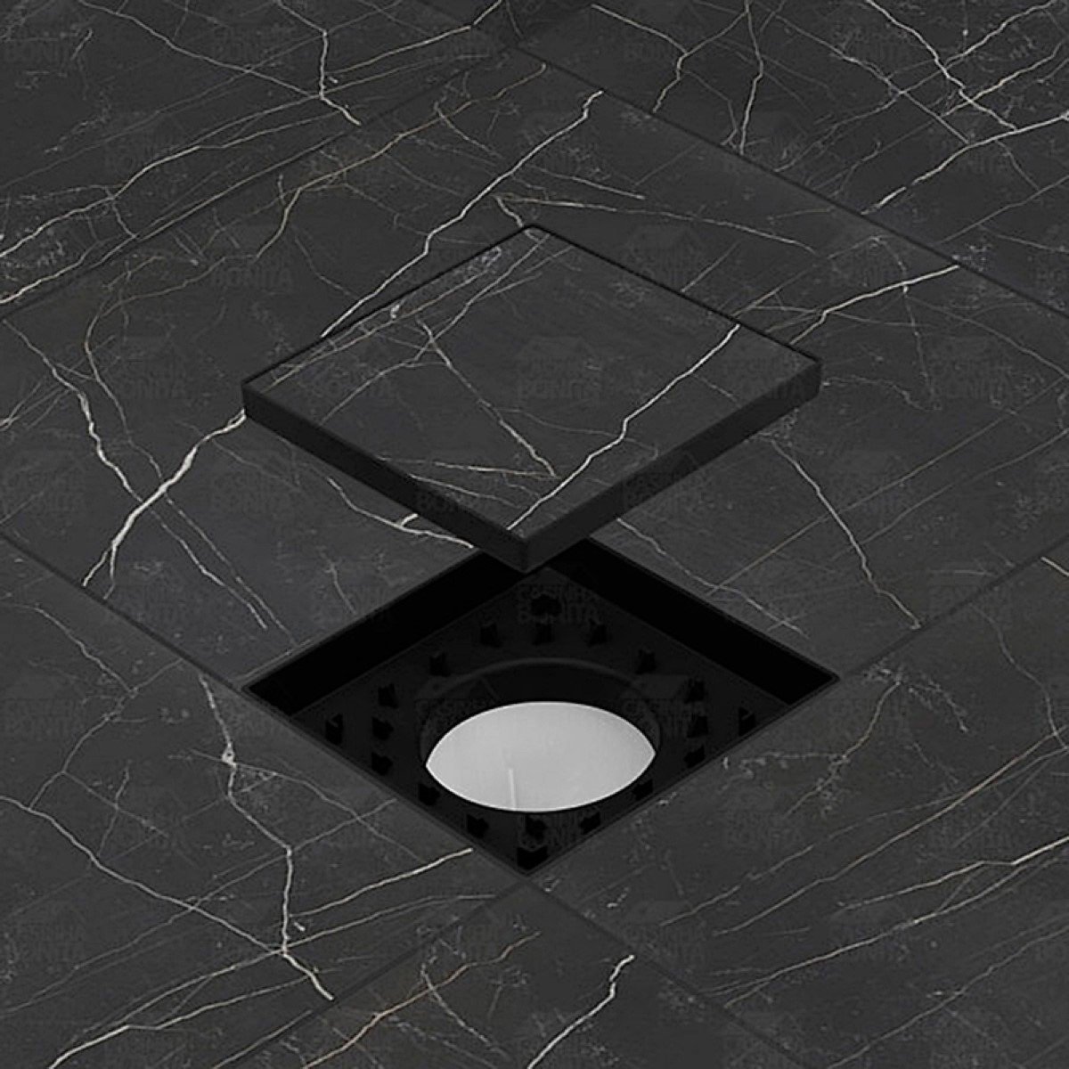 Ralo Oculto Invisível 15x15 com Encaixe Universal Preto - 8