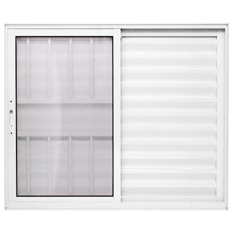 Janela de Correr Alumínio Branco Veneziana c/Grade Maxx - 100x120