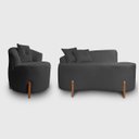 Ver imagem 1 de Kit Sofá Orgânico Feijão com Poltrona Pé de Madeira Bouclé Minimalista