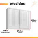 Ver imagem 2 de Guarda Roupas Casal Ripado 2 Portas de Correr 6 Gavetas Coliseu Branco Zanzini