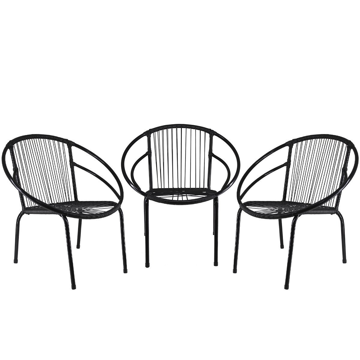 Conjunto de 3 Cadeiras Eclipse de Área,Fibra sintética Varanda, Decor Artesanal - PANER03