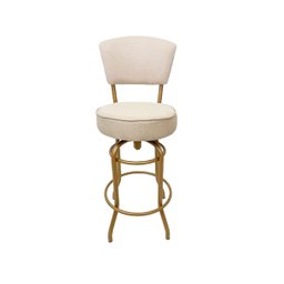 Kit 4 Banquetas Bar Cor Dourado Fosco Bancada Média Altura 65cm Giratória Encosto Estofado Assento L - 3