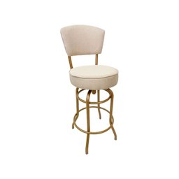Kit 4 Banquetas Bar Cor Dourado Fosco Bancada Média Altura 65cm Giratória Encosto Estofado Assento L - 5