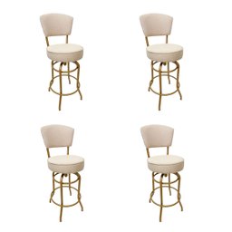 Kit 4 Banquetas Bar Cor Dourado Fosco Bancada Média Altura 65cm Giratória Encosto Estofado Assento L - 1