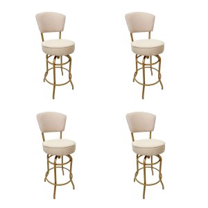 Kit 4 Banquetas Bar Cor Dourado Fosco Bancada Média Altura 65cm Giratória Encosto Estofado Assento L