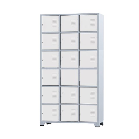Armário Roupeiro de Aço 18 Portas para Vestiário Academia Locker Branco com Chave