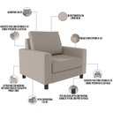 Ver imagem 4 de Kit 2 Poltronas Decorativas para e Recepção Malta L02 Linho Bege - Lyam Decor
