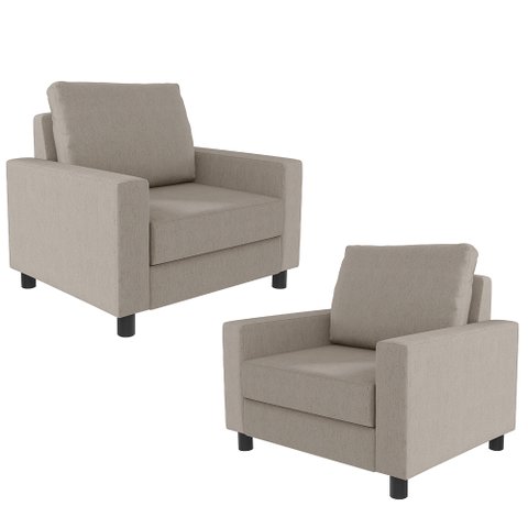 Kit 2 Poltronas Decorativas para e Recepção Malta L02 Linho Bege - Lyam Decor