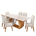 Ver imagem 2 de Conjunto Sala de Jantar 6 Lugares Retangular Tampo em MDF Midy Yescasa Bege/Mel/Blonde