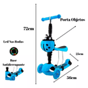 Ver imagem 7 de Patinete Infantil 3 Rodas Juvenil Infanto Com Banco Scooter:Azul