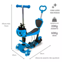 Ver mais imagens de Patinete Infantil 3 Rodas Juvenil Infanto Com Banco Scooter:Azul