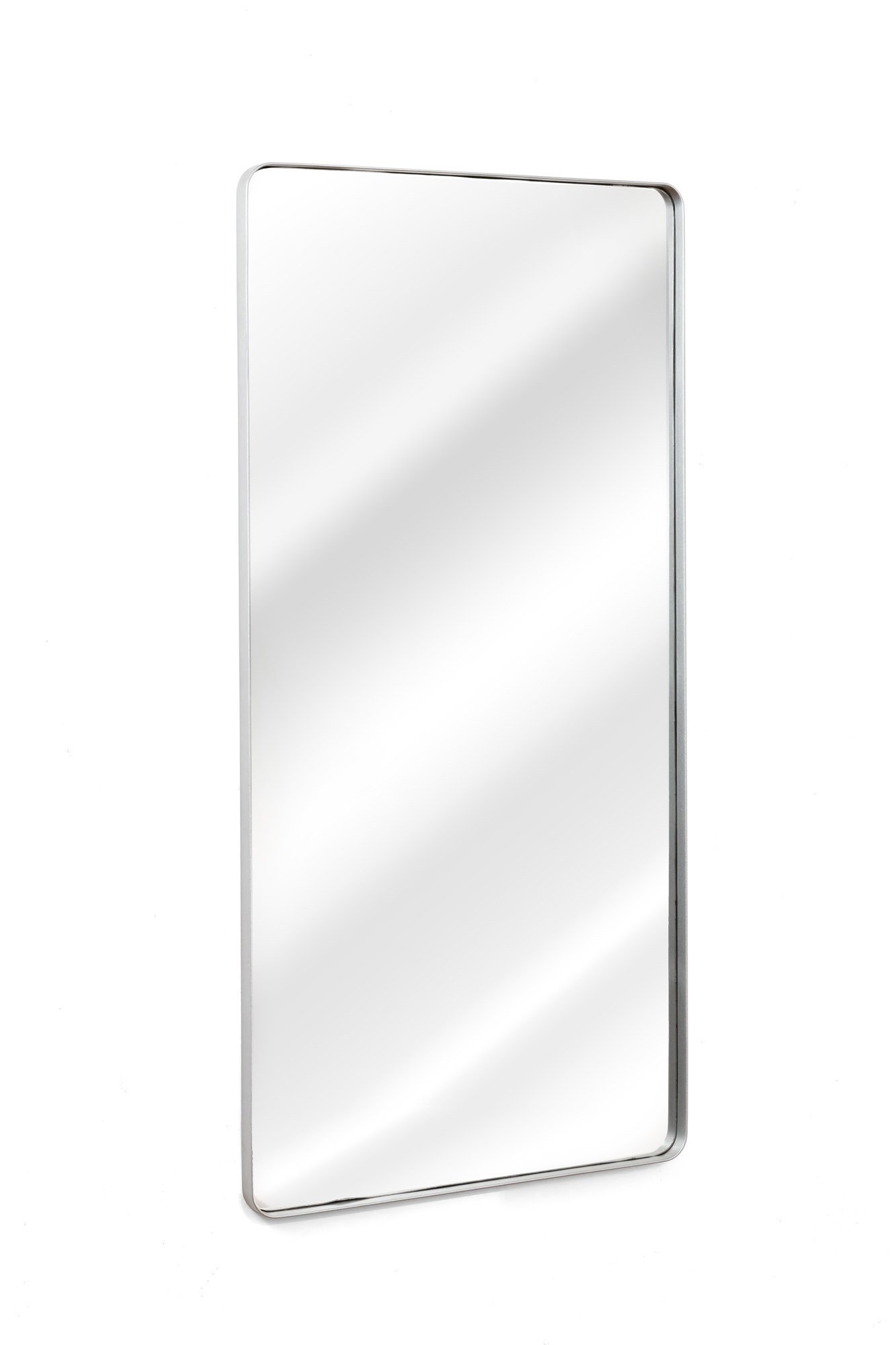 Espelho Corpo Inteiro Retangular Grande Com Moldura Em Metal Industrial 120 x 60 Cm Prata - 2