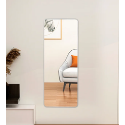 Espelho Corpo Inteiro Retangular Grande Com Moldura Em Metal Industrial 120 x 60 Cm Prata - 1