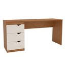 Ver imagem 1 de Mesa Escrivaninha Porto 3 Gavetas Freijó/creme - Politorno