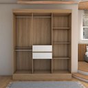 Ver imagem 5 de Guarda-roupa Solteiro Leal Slim 8 Portas 2 Gavetas Amêndola Touch/off White - Panorama Móveis