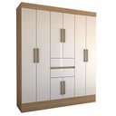 Ver imagem 3 de Guarda-roupa Solteiro Leal Slim 8 Portas 2 Gavetas Amêndola Touch/off White - Panorama Móveis