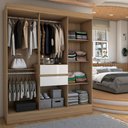 Ver imagem 2 de Guarda-roupa Solteiro Leal Slim 8 Portas 2 Gavetas Amêndola Touch/off White - Panorama Móveis