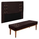 Ver imagem 1 de Kit Cabeceira e Calçadeira Recamier King 1,95m Gênova Suede - Pallazio Marrom Café