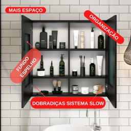 Espelheira Para Banheiro LIFE 60 Cor:Preta - 3