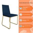 Ver imagem 6 de Kit 3 Cadeiras de Jantar Estofada Lille Base Gold Veludo Azul Marinho - Montanaris Decor