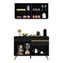 Ver imagem 6 de Armário de Cozinha Compacta 120cm Veneza Multimóveis V3687 Preto/Dourado