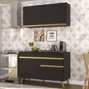Ver imagem 3 de Armário de Cozinha Compacta 120cm Veneza Multimóveis V3687 Preto/Dourado