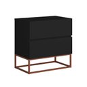 Ver imagem 3 de Mesa de Cabeceira Gaveteiro para Quarto Eros 45cm com Gavetas para Cama Casal Preto com Cobre Luxo
