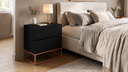 Ver imagem 1 de Mesa de Cabeceira Gaveteiro para Quarto Eros 45cm com Gavetas para Cama Casal Preto com Cobre Luxo