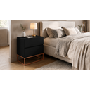 Ver imagem 1 de Mesa de Cabeceira Gaveteiro para Quarto Eros 45cm com Gavetas para Cama Casal Preto com Cobre Luxo