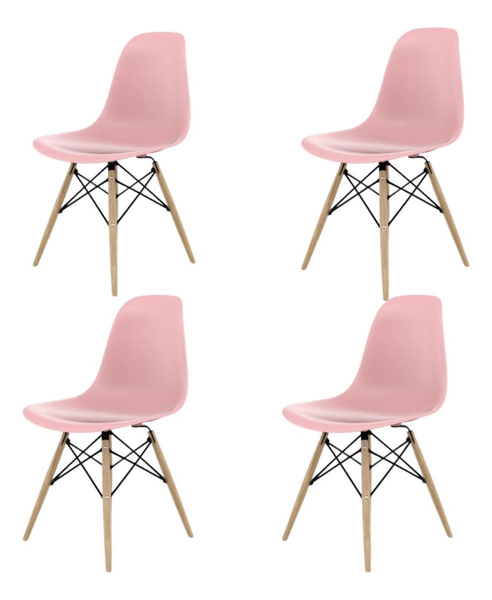 Kit Cadeira de Jantar Eames Eiffel 4 Unidades Lindas Original Rosa - 1