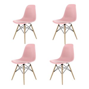 Kit Cadeira de Jantar Eames Eiffel 4 Unidades Lindas Original Rosa