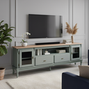 Ver imagem 1 de Rack para Tv com Pés Luiz Xv 2 Gavetas 2 Portas e Nicho 751 Meyer Móveis- Verde Menta com Tampo Avel