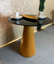 Ver imagem 1 de Mesa de Jantar Cone 70cm Base Madeira Freijó Tampo Laca Preta