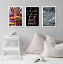 Ver imagem 2 de Kit 3 Quadros a Vida É da Cor que a Gente Pinta 33x24cm:madeira Preta