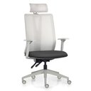 Ver imagem 2 de Kit 2 Cadeiras Escritório Giratória Presidente Flow F02 Base Cinza Sintético Preto - Lyam Decor