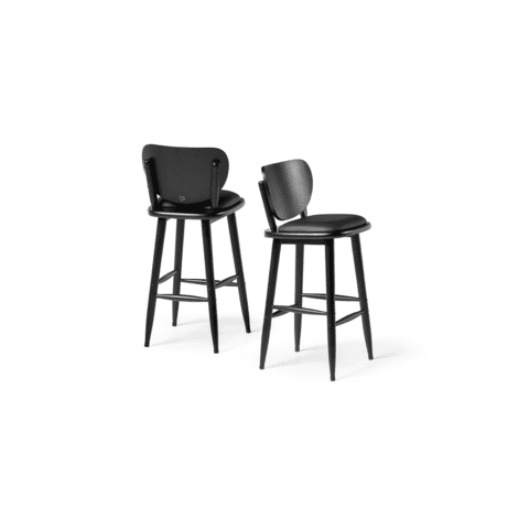 Kit 2 Banquetas de Madeira Torneada Bistrô Estofada - 63cm Preta