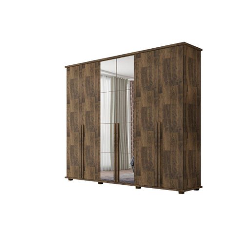 Roupeiro/armário/guarda Roupas/organizador Estela 6 Portas com Puxadores em Mdf com Espelhos Nas por