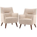 Ver imagem 1 de Kit 02 Poltronas Decorativa Fixa Pés de Madeira Isabella D02 Veludo Bege B-309 - Lyam Decor