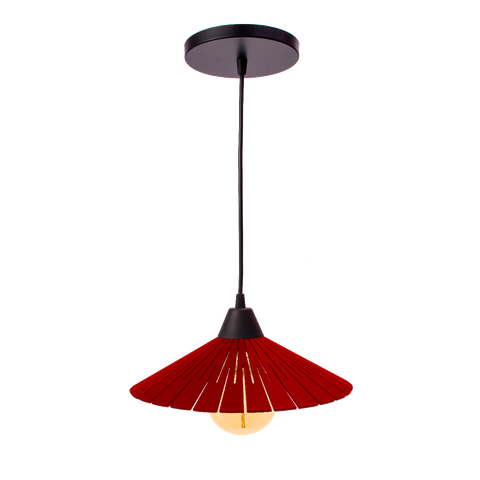 Luminária Teto Lustre Pendente Balcão Cozinha Sala MDF Cabo:Vermelho