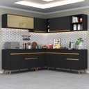 Ver imagem 7 de Armário de Cozinha Completa de Canto Veneza Multimóveis V2061 Preto/Dourado