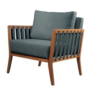 Poltrona Helena Luxo Madeira Maciça Castellar Móbile Linho Azul Linho Azul