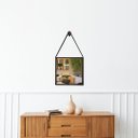 Ver imagem 1 de Espelho Quadrado 50cm Adnet Moldura Alumínio com Alça Costurada - Marrom Alça Caramelo