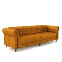 Ver imagem 2 de Sofá Living Sala de Estar Stanford Chesterfield 3 Lugares 240cm Pés de Madeira Couro Mel G58 - Gran